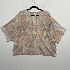 Chico’s Zenergy Women's Kimono Sleeve Rhinestone Lightweight Zip Up Top Size XL